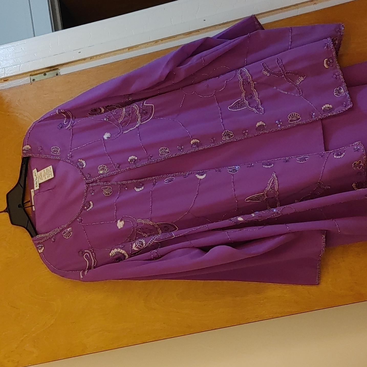 Plus Size (28/30) Catalog Exclusive (Ulla Popken) Purple 3 Pc Beaded Pantsuit
